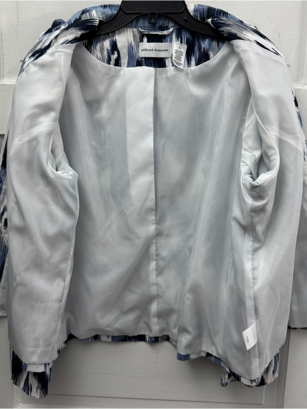 Alfred Dunner Blue Ikat Print Jacket Zip Front Lightweight Size 18 - Picture 7 of 10